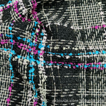 Boucle fashion tartan pattern with loops yarn fabric